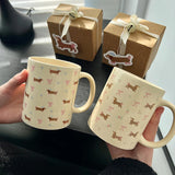 Gaeaspace  -  Cute Korean Coffee Cup Ceramic Mug Aesthetic Unique Cups Milk Water Mocha Espresso Tumbler Breakfast Cup Birthday Gift 350ml