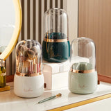 Gaeaspace  -  360° Rotating Makeup Brushes Holder Portable Desktop Cosmetic Organizer for Brushes Cosmetic Storage Box Clear Jewelry Container