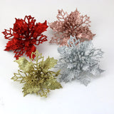 Gaeaspace  -  (10pcs) Artificial Christmas Tree Flower Glitter Decorations Xmas Ornaments New Year Gift