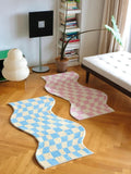 Gaeaspace  -  Irregular Checkerboard Bedroom Rug Modern Fashion Classic Lattice Living Room Polyester Carpet Cute Girly IG Decoration Home Mat