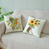 Gaeaspace  -  Rural Pillowcase, Fresh Living Room Sofa Pillow, Sunflower Embroidered Waist Pillow, Bedside Cushion