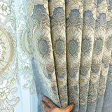 Gaeaspace  -  European Style Luxury Living Room Curtain Light Blue Elegant Chenille Blackout Curtains For Bedroom Villa Home Decor Custom