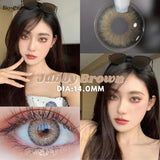 Gaeaspace  -   1Pair Colored Contact Lenses with Prescription Natural Big Eyes Yearly Gray Blue Cosmetic Contact Soft Makeup Pupils