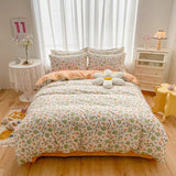 Gaeaspace  -  Bedding Set with Flowers, 100% Cotton, Skin Friendly, Breathable, Duvet Cover, 2Pcs Pillowcase,No Bed Sheet