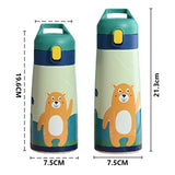 Gaeaspace  -  1pc 350ml 500ml Kids Stainless Steel Straw Thermos Mug with Case Cartoon Leak-Proof Vacuum Flask Children Thermal Water Bottle