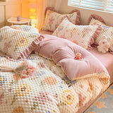 Gaeaspace  -  Winter Cartoon Plush Warm Duvet Cover Set with Sheet Pillowcase 4pcs Bedding Set Home Textiles Luxury Queen Size Bed Linens Set