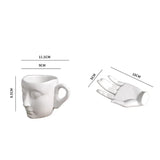 Gaeaspace  -  260ml Ceramic Face Coffee Cup Dish with Spoon European Character Mug Decor Afternoon Camellia Tea Coffee Cup Breakfast Milk Mug