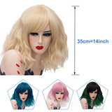 Gaeaspace  -  Short Bob Cosplay Wig for Women Synthetic Green Hair New Style Supple Summer Heat Resistant Wig With Side Bangs