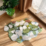 Gaeaspace  -  Irregular Tufted Moss Forest Bedroom Rug Green Plant Forest Door Bedside Mat Fluffy Foot Carpet Floor Safety Pad Home Room Decor