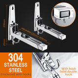 Gaeaspace  -  Stainless Steel Microwave Foldable Oven Shelf Rack Support Frame Stretch Adjustable Wall Mount Bracket Holder Kitchen Storage