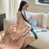 Gaeaspace  -  Towel Blanket Summer Quilt Bamboo Cotton Double-Layer Gauze Blanket Summer Bamboo Fiber Cold Feeling Thin Cover Blanket