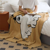 Gaeaspace  -  Nordic Style Class A Half-side Velvet Thickened Bedroom Knitted Blanket Cartoon Peace Dove Pattern Multifunctional Sofa Blanket