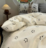 Gaeaspace  -  Cute simple smile bedding set 1.2 1.5 1.8 2.0,twin full queen king brief cotton home textile bed sheet pillowcase quilt cover