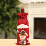 Gaeaspace  -  Christmas Santa Knitted Wine Bottle Case Elk Snowman Red Wine Champagne Bottle Cloth Merry Christmas Decor Happy New Year