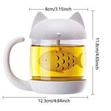 Gaeaspace  -  1pc 250ml Creative Glass Mug Cute Cat Glass Cup Tea Mug With Fish Infuser Strainer Filter Home Offices Kitchen Drinkware Teaware