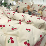 Gaeaspace  -  Korean Style Bedding Set Boys Girls Twin Queen Size Duvet Cover Flat Sheet Pillowcase Bed Linens Kids Adult Fashion Home Textile