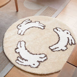 Gaeaspace  -  Round Tufting Bunny Bedroom Rug Fluffy Cartoon Rabbit Carpet Living Area Foot Pad Kids Room Doormat Aesthetic Home Warm Decor