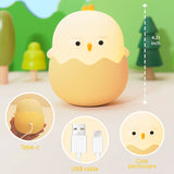 Gaeaspace  -  Animal Silicone Night Light Eggshell Chicken Night Lamp RGB Indoor Desktop Decorative Lamp USB Charging Tumbler Children Toy Gif