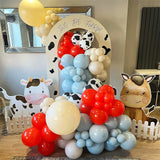 Gaeaspace  -  120Pcs Cow Theme Balloons Garland Arch Kit Red Blue Yellow Coffee Balloons with Cow Print Balloons for Kids Boy Farm Party Decor