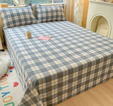 Gaeaspace  -  100% Cotton Bed Sheets Flower Printed Flat Sheet Cover Plaid Lattice Bedspreads Home Textile Without Pillowcase