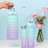 Gaeaspace  -  3pcs Set Gym Bottles with Time Graduated Space Water Cup High Capacity Portable Plastic Cups Outdoor Travel Water Bottle Set