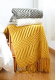 Gaeasapce  -  Textured Throw Blanket Solid Soft for Sofa Couch Decorative Knitted Blanket Mustard Yellow Luxury Home Decor Plaids