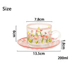 Gaeaspace  -  1 Set Creative Coffee Cup Plate Set Korean Cups Hand-Painted Plant Flower Coffee Mug Home Kitchen Drinkware Espresso Cups Gifts