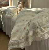 Gaeaspace  -  Romantic sweet floral rabbit bedding set,twin full queen fairyfair lace cotton home textile bedspread pillow case duvet cover