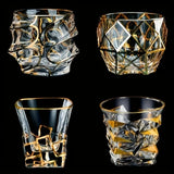 Gaeaspace  -  1pc Whiskey Glass Tumbler Golden Line Wine Whisky Glasses Golden Painted Crystal Barware Multi-Functional Beer Cocktail Cup