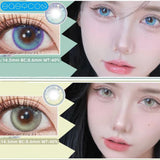 Gaeaspace  -  Tears Blue Colored Contact Lenses Soft For Eyes Big Beauty Pupil Myopia Prescription Degrees Yearly Natural Make Up New