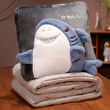 Gaeaspace  -  2-In-1 Cartoon Creative Shark Throw Pillow Comforter Office Nap Air Conditioning Blanket Pillow Home Sofa Pillow Cover Blanket