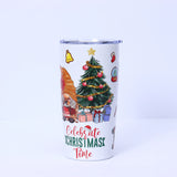 Gaeaspace  -  New Portable Christmas 20oz Car Cup 3d Printed Outdoor Christmas Style Insulated Cup Stainless Steel Double-Layer Coffee Cup Gif