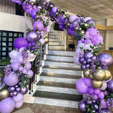 Gaeaspace  -  139Pcs Purple Balloon Garland Kit Dark Gold Arch Lavender Light Macaron Purple Latex for Baby Girl Princess Party Birthday Decor