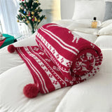 Gaeaspace  -  Christmas Knitted Blanket Soft Warm Snowflake Throw Blanket Lightweight Blanket Couch Sofa Office Bed Cover Camping Travelling