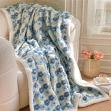 Gaeaspace  -  Autumn and Winter Warm Lamb Fleece Blanket Ins Stereoscopic Sakura Jacquard Wool Blanket Modern Simple Casual Sofa Blanket