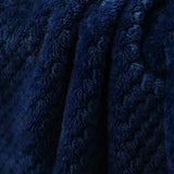 Gaeaspace  -  Premium Flannel Fleece Bed Throw Blanket for Sofa Couch Navy Waffle Textured Soft Fuzzy Blanket Warm Cozy Microfiber