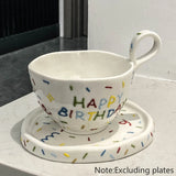 Gaeaspace  -  300ML Ins Style Hand Kneading Ceramic Nordic Modern Coffee Cup Embossed Cream Coffee Cup Home Underglaze Color Cake Dessert Cup