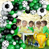 Gaeaspace  -  127Pcs Green White Black Football Trophy Foil Balloon Garland Arch Set Birthday Party Kids Toys Football Themed PartyDecorations