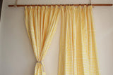 Gaeaspace  -  Easy Install Cotton Yellow Plaid Blackout Curtains Fresh Self Adhesive Window Drapes for Living Room Bedroom Rent House Curtains