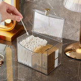 Gaeaspace  -  Clear Q Tips Holder Cotton Pads Holder Cotton Balls Swab Holder Container with Lid 2 Grid Makeup Pad Box Cosmetic Storage Case