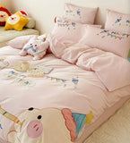 Gaeaspace  -  Cute fashion embroidery car bear beding set kid teen,twin full queen single double home textile bed sheet pillowcase quilt cover