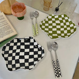 Gaeaspace  -  Nordic Ceramic Tray Creative Black White Checkerboard Jewelry Storage Trays Decorative Dessert Dishes Plate Home Decoration