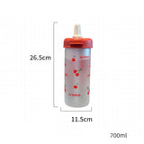 Gaeaspace  -  Kawaii Cherry Glass Tumbler With Straw Tea Filter Strap Water Bottle Aesthetic For Iced Coffee Juice Cute Flower Glass Cup 700ml