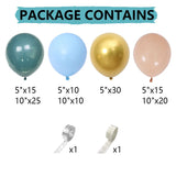 Gaeaspace  -  127pcs Dusty Blue Balloon Garland Arch Kit Skin Macaron Blue Chrome Gold Ballon Boho Baby Shower Wedding Boy Birthday Decoration