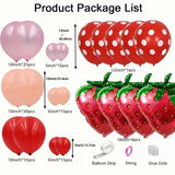 Gaeaspace  -  Sweet Fruit Strawberry Theme Balloons Wreath Happy Birthday Party Atmosphere Decoration Balloon Chain Set Balloon Arch Garland