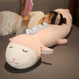 Gaeaspace  -  160CM Cute Soft Long Sheep Cattle Pillow Plush Toys Stuffed Hippo Office Nap Sleep Long Pillow Cushion Gift Doll for Kids Girls