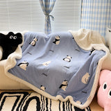 Gaeaspace  -  Simple Thickened Milk Lamb Fleece Blanket Winter Nap Office Sofa Blanket Cartoon Lunch Break Air-conditioning Blanket