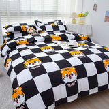 Gaeaspace  -  Cute Bear Duvet Cover Set with Flat Sheet Pillowcases Twin Double Queen Size Bed Linen Boys Girls Home Gift Bedding Textile