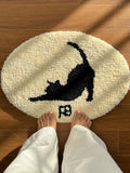 Gaeaspace  -  Cute Cat Pattern OvalSoft Tufting Wool Carpet Rugs Non-Slip Abosrbent Bathroom Floor Mat Bedroom Toilet Door Carpet