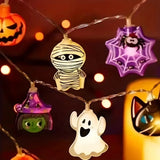 Gaeaspace  -  Halloween Party LED String Lights Pumpkin Ghost Spider Web Hanging Lamp For Halloween Home Indoor Outdoor Decoration Props